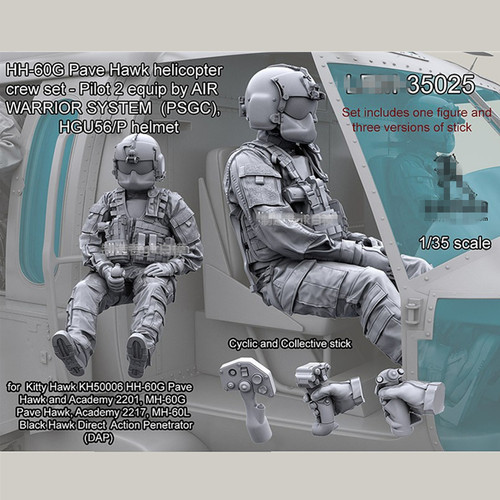 1/35模型美国空军黑鹰直升机驾驶员兵人GK白模手办飞行员摆件199