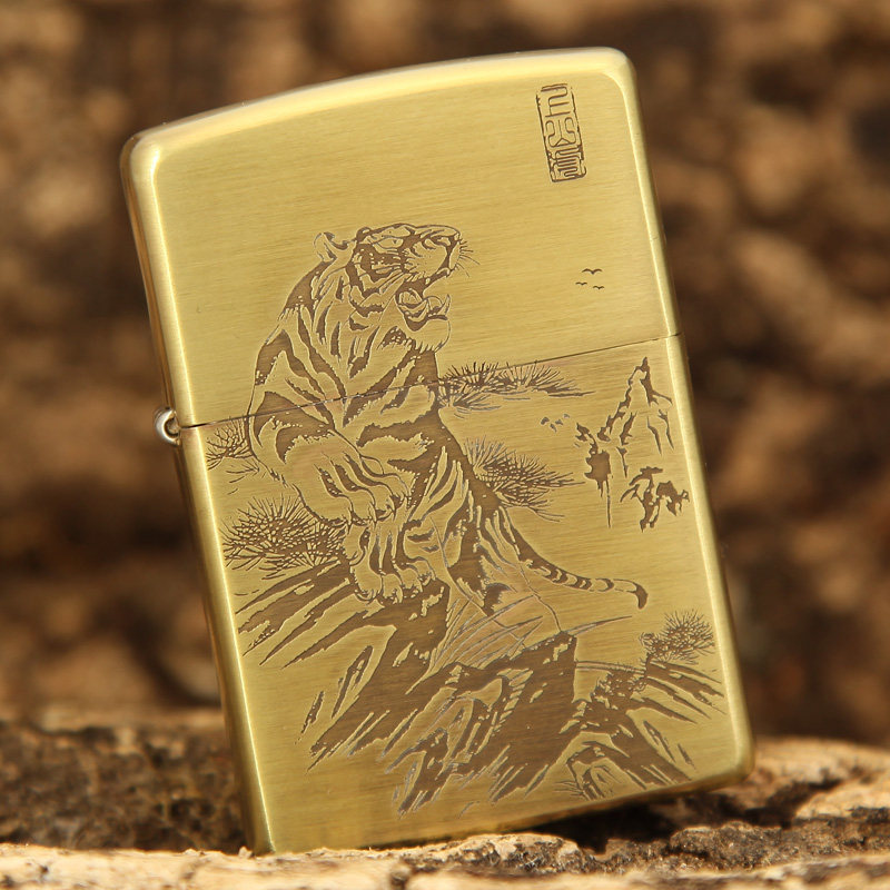 ZIPPO原装正品打火机 纯铜三面刻精雕 上山虎 专柜正版限量版3000