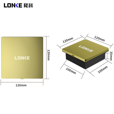 隆科隐滑推式地插全藏铜防家隐形用五孔多媒水体超薄盖地面插平座