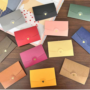 可定制LOGO加厚复古迷你彩色红色黄色折叠烫金珠光会员卡小号信封