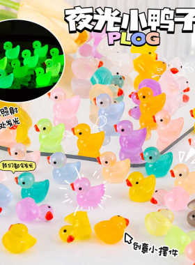 网红夜光小鸭子玩具桌面摆件迷你荧光饰品儿童仿真水晶发光小物件