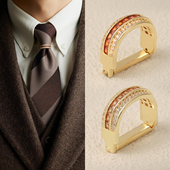 D型锆石领带箍环男士 配饰 高档领带环夹复古领带扣高档时尚 西装