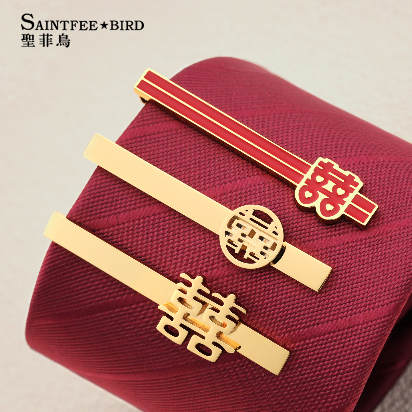 喜字领带夹男士结婚新郎