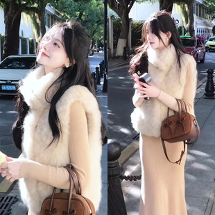 羊羔毛毛绒马甲女款2025新款秋冬季羊羔绒外穿叠穿毛茸茸巨好看厚