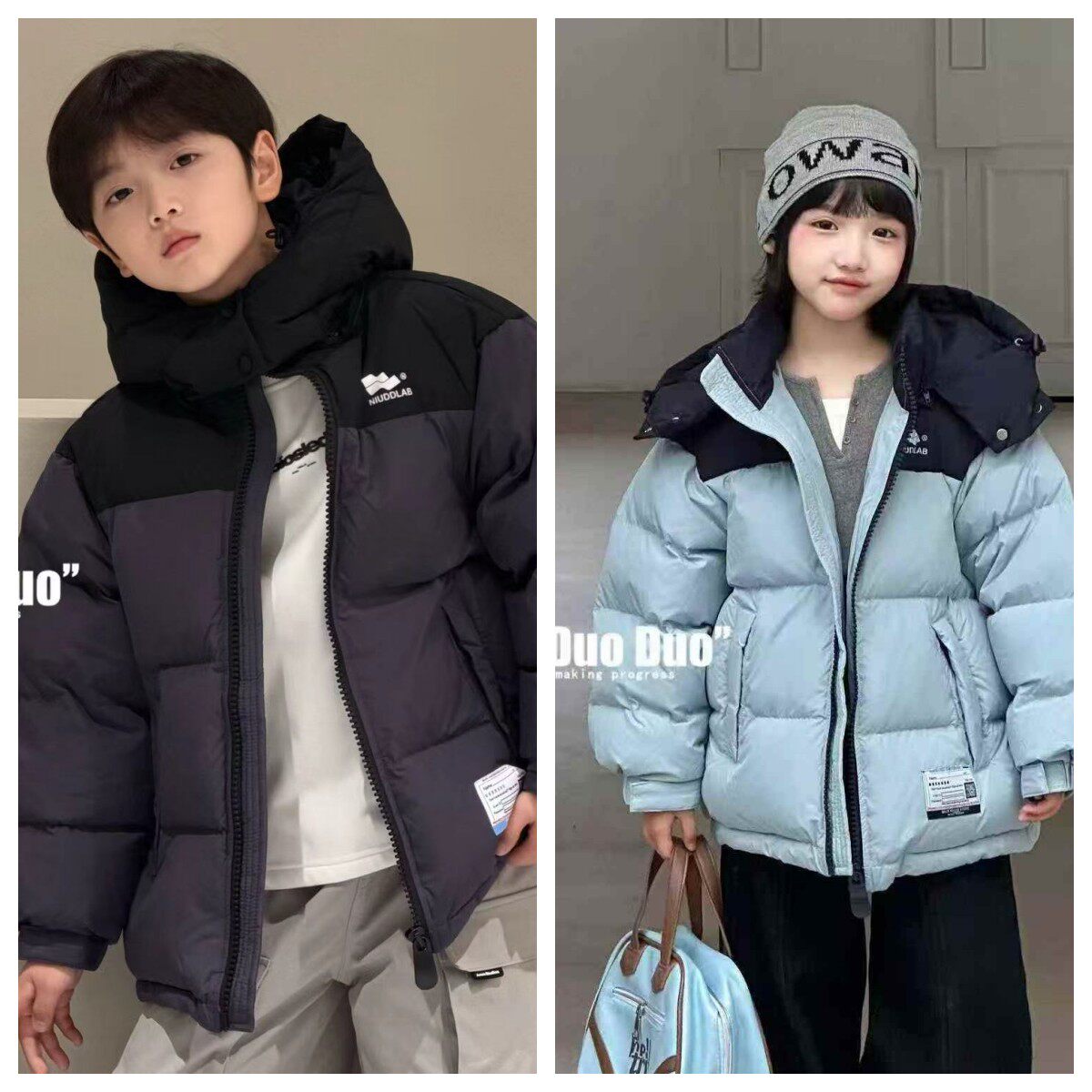 童装羽绒服2025新款撞色拼接短款羽绒服男女加厚连帽羽绒服冬外套,童装/婴儿装/亲子装,羽绒服,淘宝优惠券,粉丝福利购,淘宝优惠卷