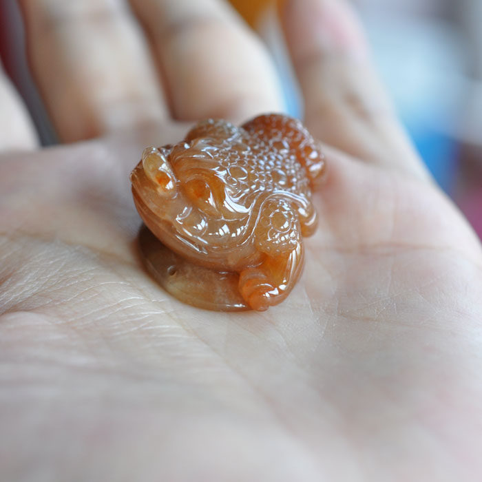 天然翡翠A货红翡三脚金蟾蜍带证书顺丰包邮