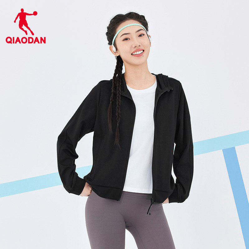 商场同款乔丹针织开衫女2026夏连帽户外网球修身显瘦运动上衣外套