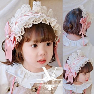 儿童发带女童复古宫廷蕾丝花边蝴蝶结头饰洛丽塔裙子配套发夹发饰