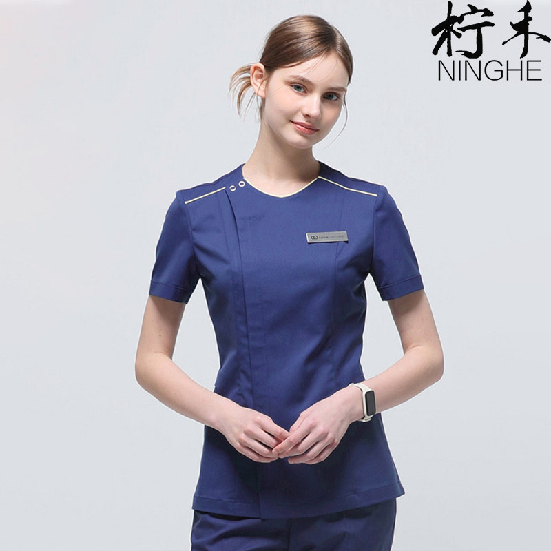 秀致美容师工作服套装显瘦七分袖