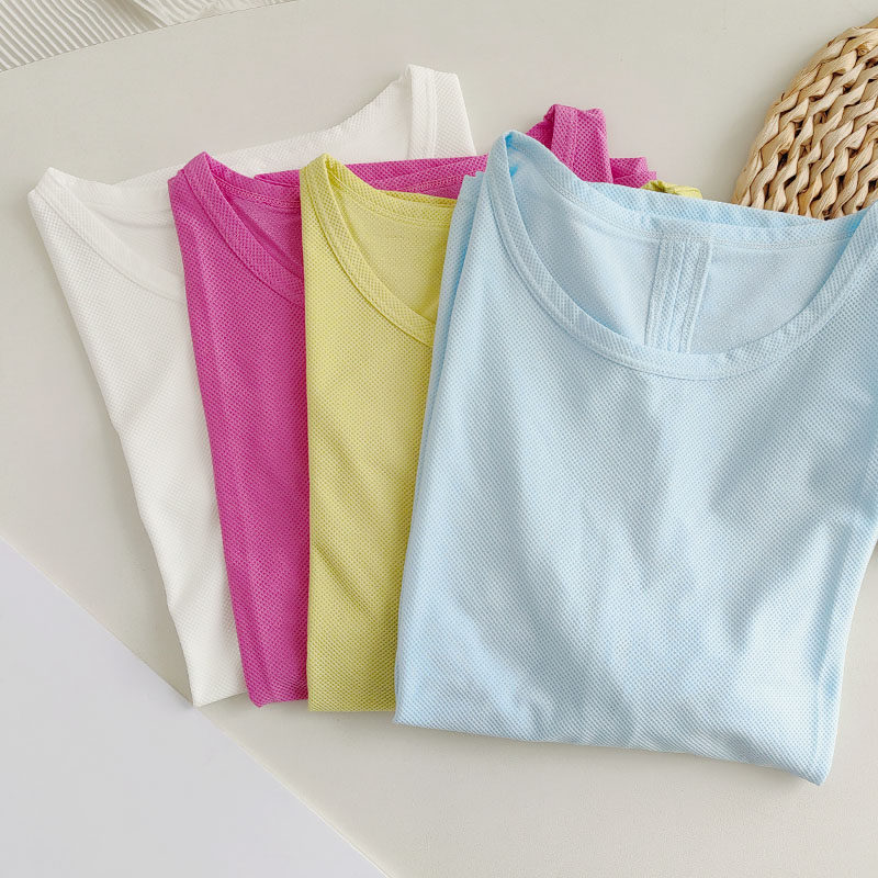 网眼轻薄短袖运动T恤  后背缕空瑜伽服上衣休闲跑步健身衣宽松款