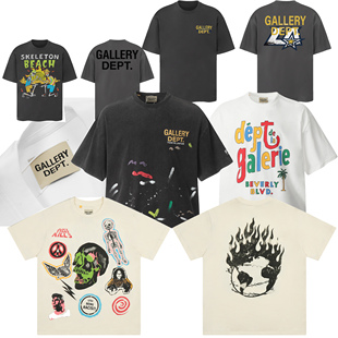 Gallery Dept.25SS骷髅头涂鸦恶魔火焰做旧纯棉暗黑男女短袖T恤男