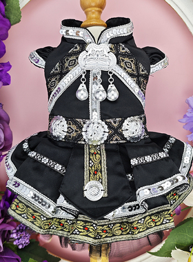 私宠手作黑色宠物民族服饰泰迪比熊约克夏狗狗春秋衣服小型犬衣服