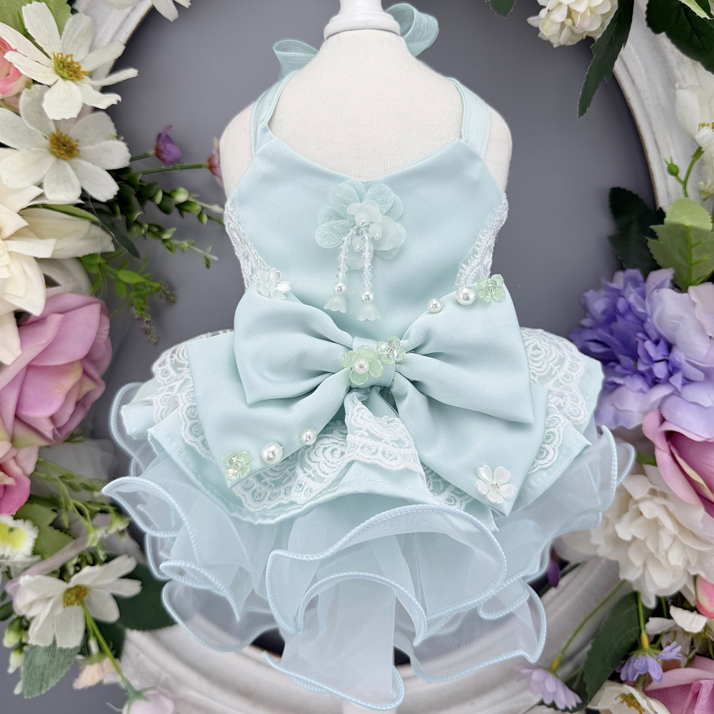 私宠手作蒂芙尼蓝狗狗公主裙定制