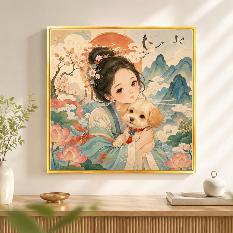 十字绣套件方形挂画客厅挂画手工DIY中国风国潮画心玄关中式传统
