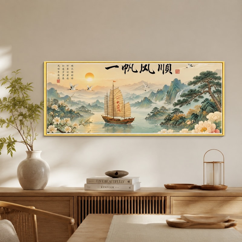 一帆风顺十字绣套件新款客厅挂画手工DIY材料包中国风国潮新中式