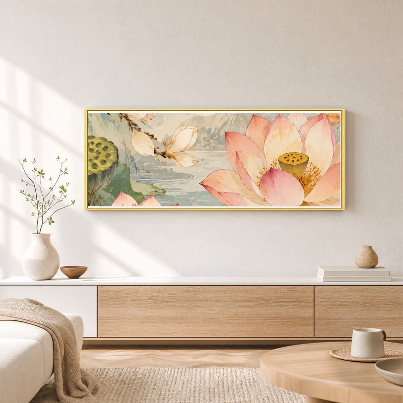 荷花十字绣客厅挂画手工DIY材料包新款中国风国潮新中式玄关挂画