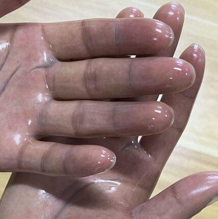 透明乳胶中长款分指手套男女超薄高弹修身防护手套水光感五指手套