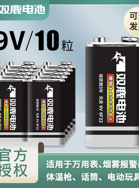 双鹿电池9V碳性方块九伏万用表6F22叠层方形儿童玩具遥控器烟雾报警万能无线话筒麦克风干电池家用按摩器