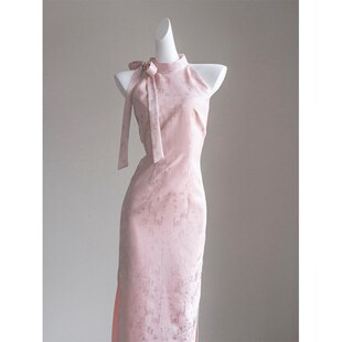 新中式国风帝政风气质高级感粉色印花旗袍连衣裙子女2026超火春季