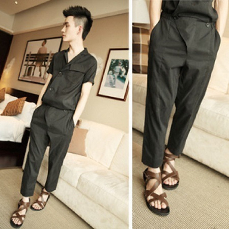 个性连体装嘻哈街舞潮男款连体衣美发店夜店工装制服夏季款