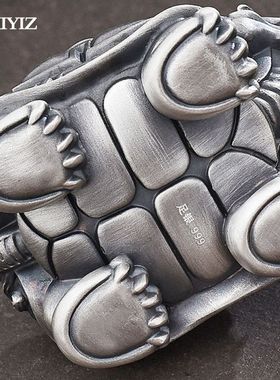 纯银龙龟手把件足银999龟摆件把玩件茶道配件可养茶宠收藏银饰品