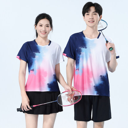 竞悦正品羽毛球服套装男女通用短袖速干运动服吸湿排汗比赛训练服