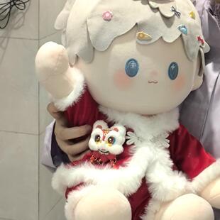 初见娃衣40cm坐姿拜年服40厘米红色娃衣新款棉花娃娃平价过年服冬