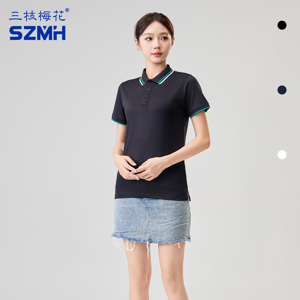 三枝梅花运动POLO衫速干透气抗菌