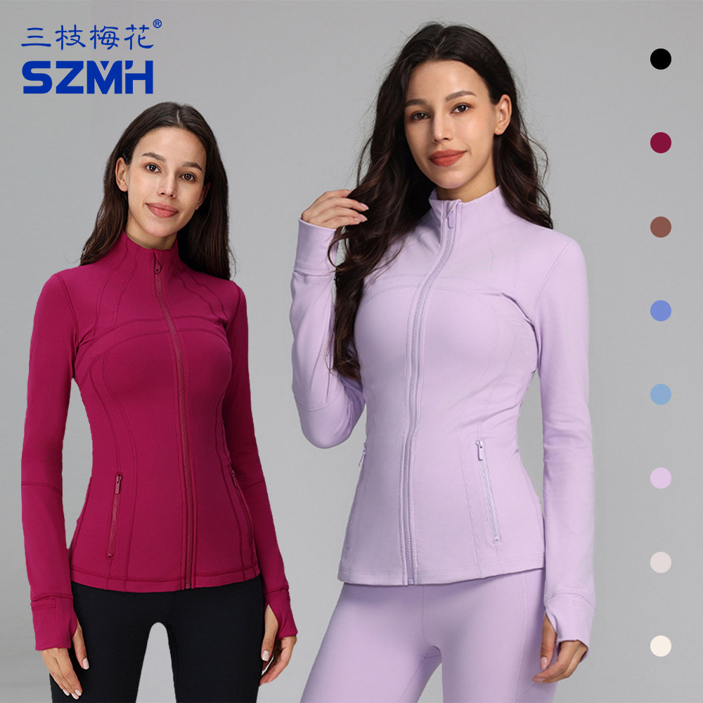 三枝梅花紧身瑜伽服外套女拉链衣