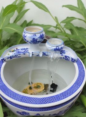 景德镇陶瓷流水过滤增氧陶罐