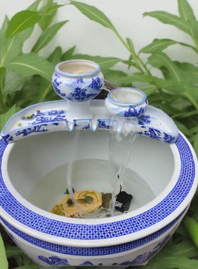 景德镇陶瓷流水过滤增氧陶罐