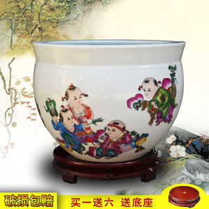 景德镇陶瓷鱼缸小型金鱼缸睡莲碗莲花盆客厅桌面摆件乌龟缸风水缸