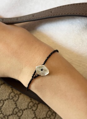 原创自制天然黑尖晶串珠手链巴洛克珍珠小众设计暗黑个性百搭手串