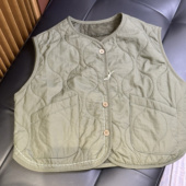 实体精品童装 店儿童军绿色绗缝夹棉宽松百搭坎肩无袖 马甲内外可穿