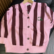 男女童中大童粉色红色竖条领大开衫 实体精品童装 店