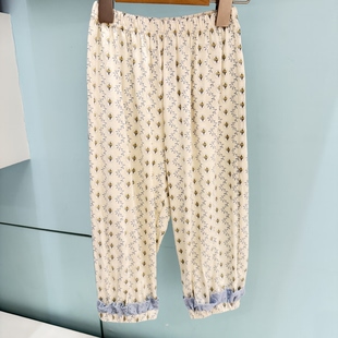 防蚊裤 实体精品童装 收口家居服夏款 长裤 店 儿童女童蓝色碎花款