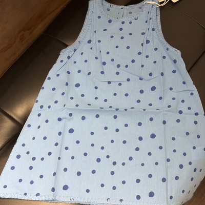 女童夏季浅蓝薄款波点连衣裙