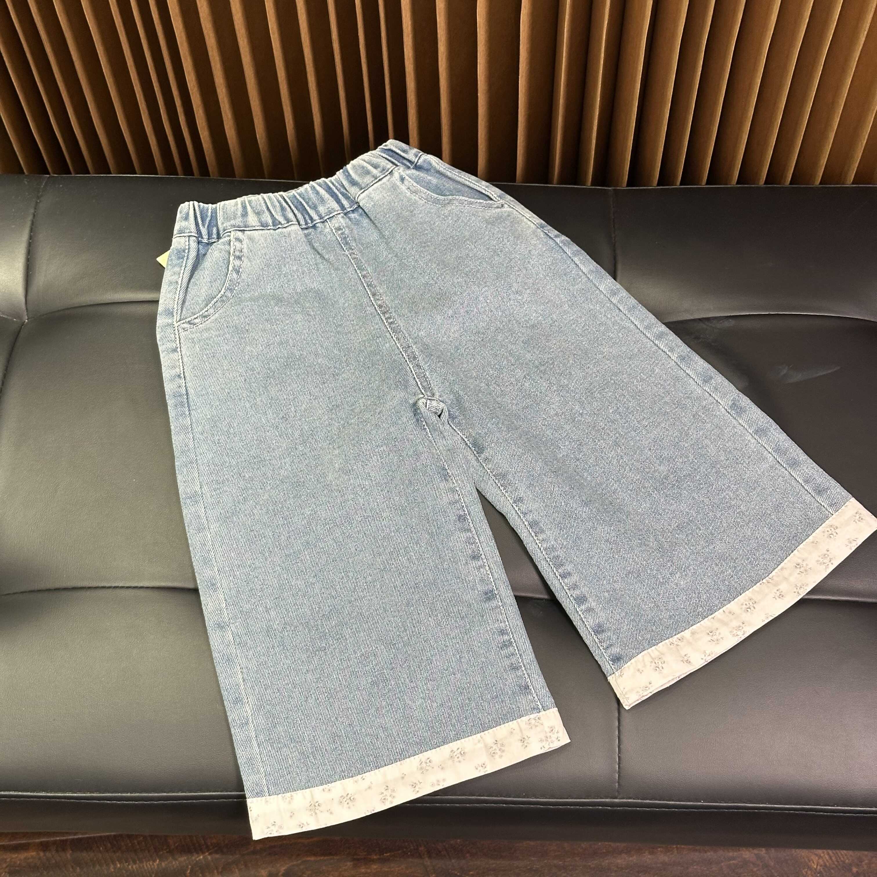 现货秒发软牛仔浅蓝童装店阔腿裤