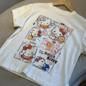 baby beginning实体精品童装 店女童夏季 vogue kitty小猫字母短袖