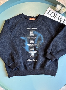 精品童装实体店 设计师品牌黑灰色扎染印花加绒卫衣