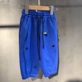 店 设计师品牌童装 小童卫裤 实体精品童装 宝蓝色可收口运动裤