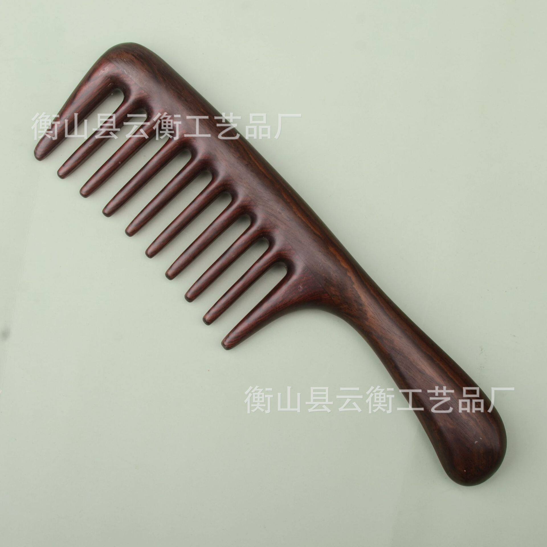 厂家直销非洲黑檀木皮灰木梳美发梳顺发梳子大柄宽齿大齿