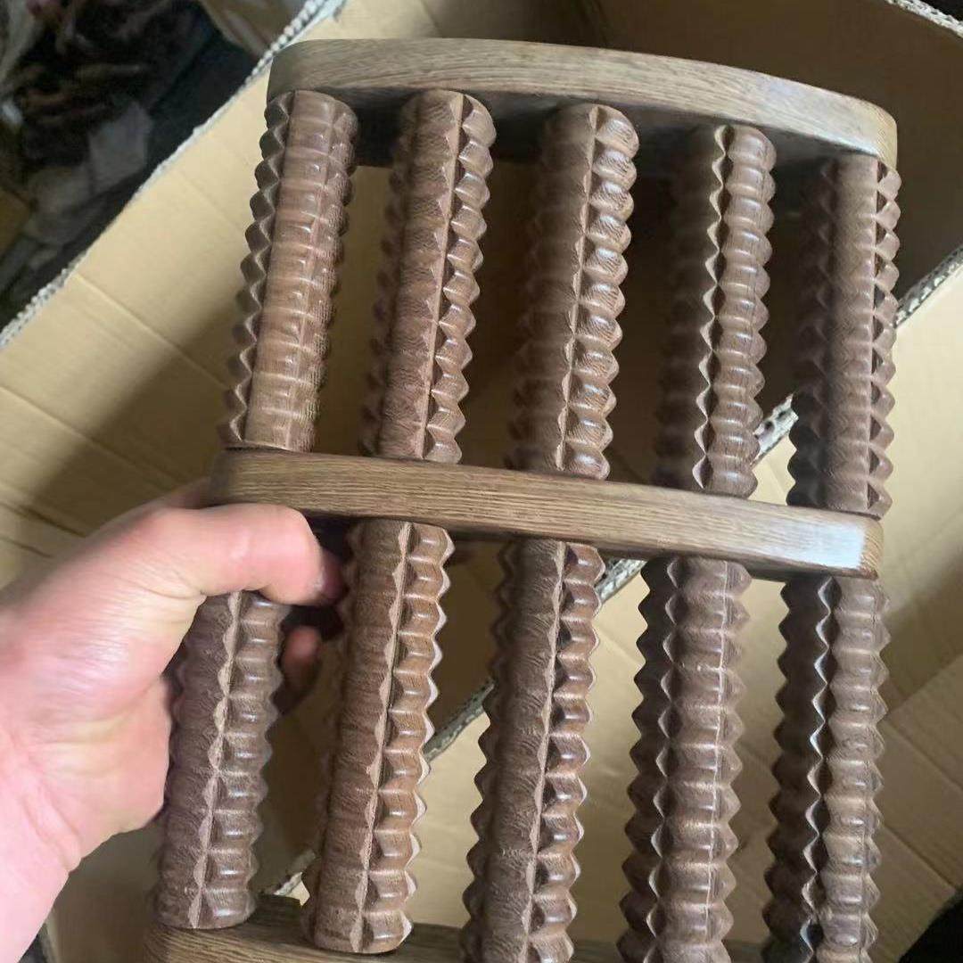 厂家鸡翅木脚底脚排老人足部滚轮式木制脚排五排脚排