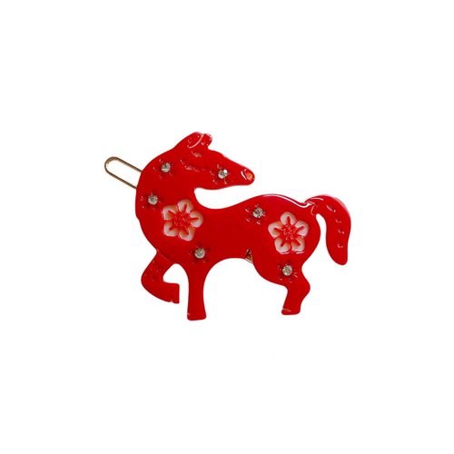 新年礼物小马发夹杨幂同款正红色