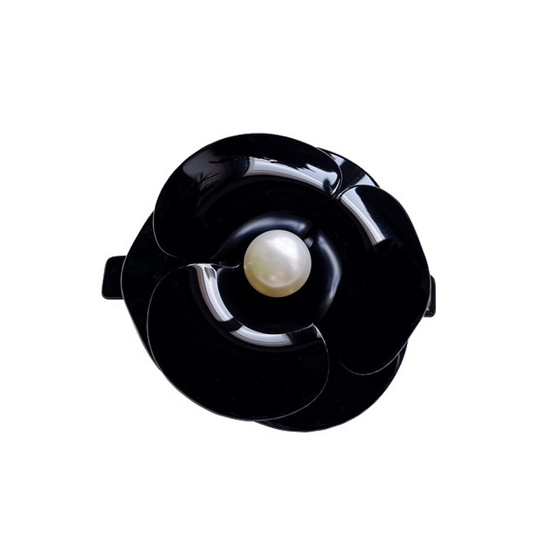 高端法式经典山茶花弹簧马尾发夹