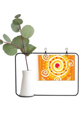 橙色螺旋墨西哥图腾手绘金属相框陶瓷花瓶装饰