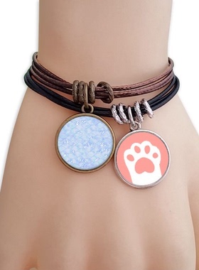 日本蓝色几何纹样猫咪礼品手链