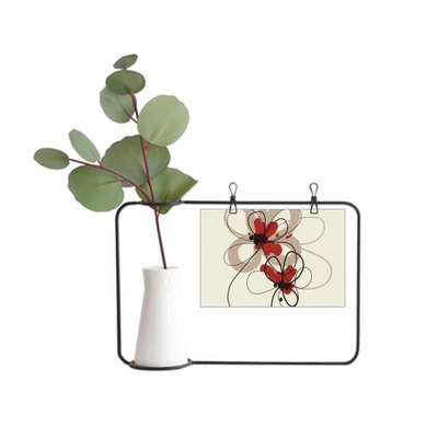 罂粟花图案装饰画设计金属相框陶瓷花瓶装饰