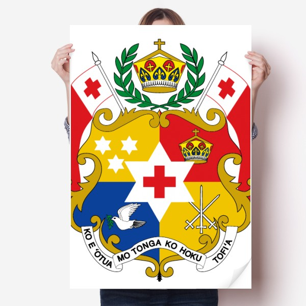 汤加大洋洲国徽海报贴纸80x55cm墙贴纸卧室家居装饰