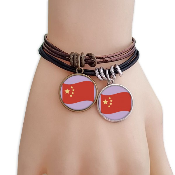 中国Made in China五星红黑棕手链对饰品情侣礼物礼品